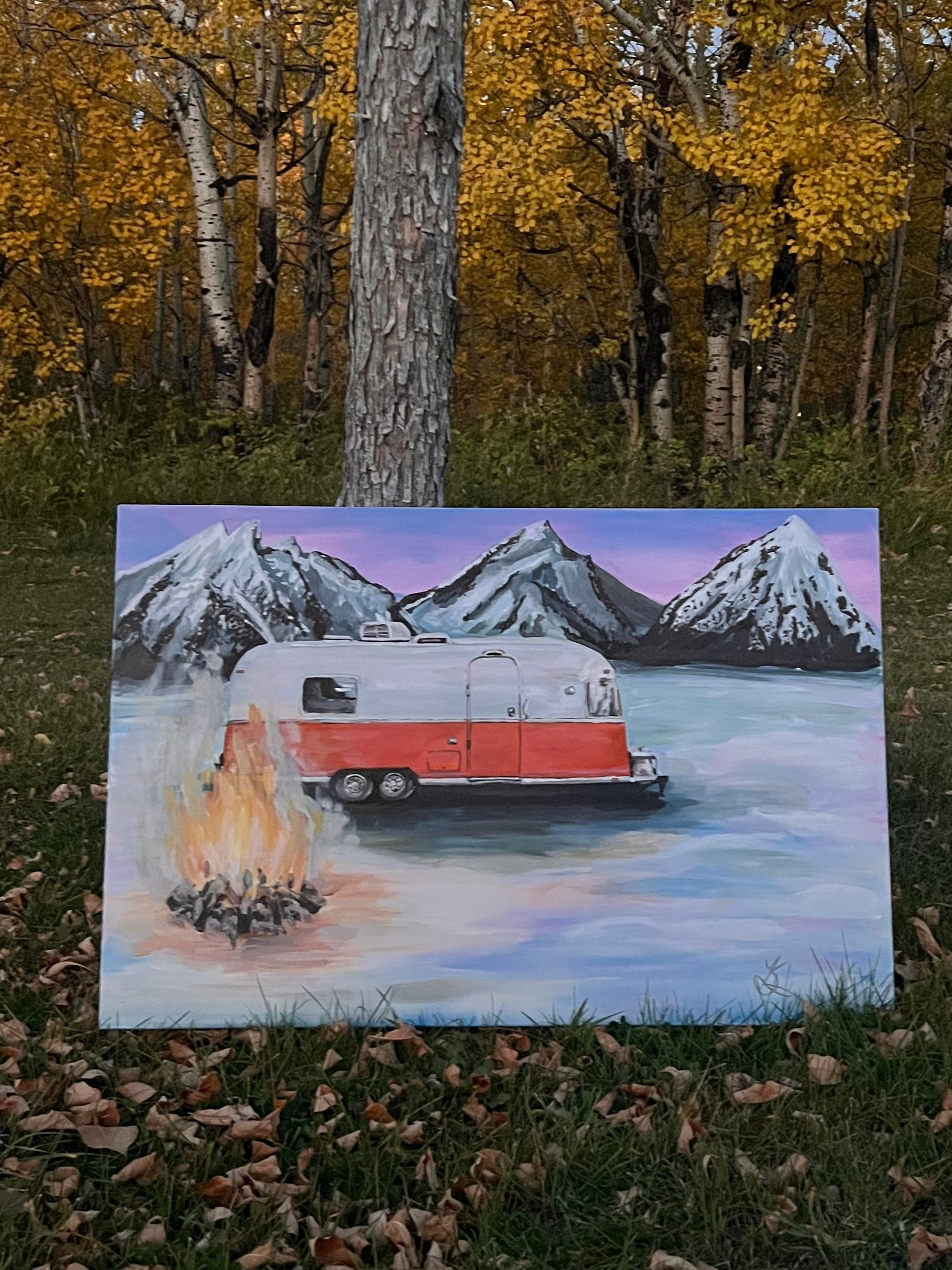 Winter Camping Original Painting