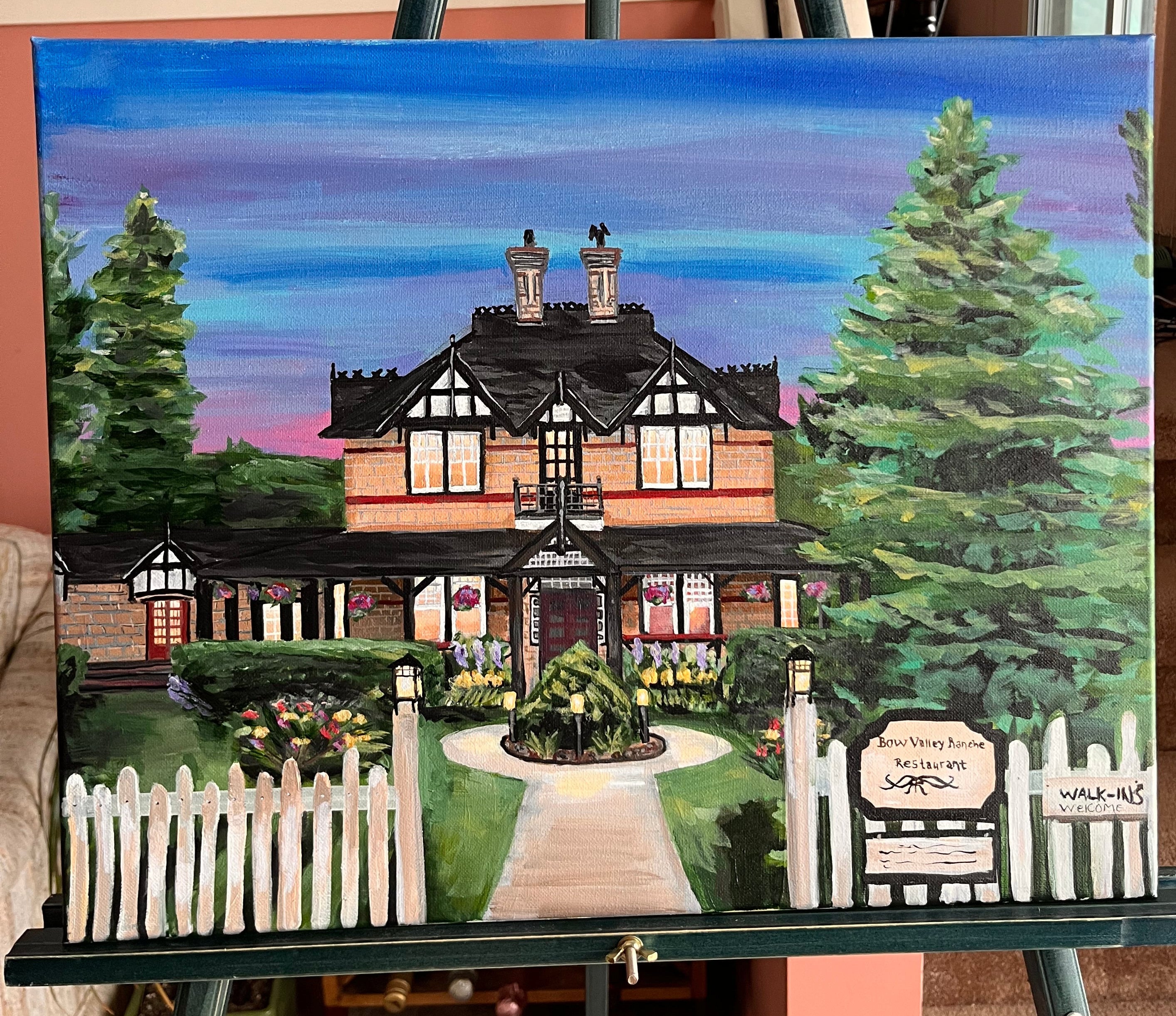 Bow Valley Ranche Restaurant Original Acrylic Painting